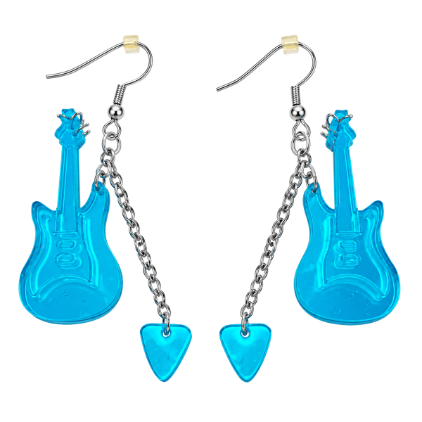 Turquoise Mirrored Guitar Earrings