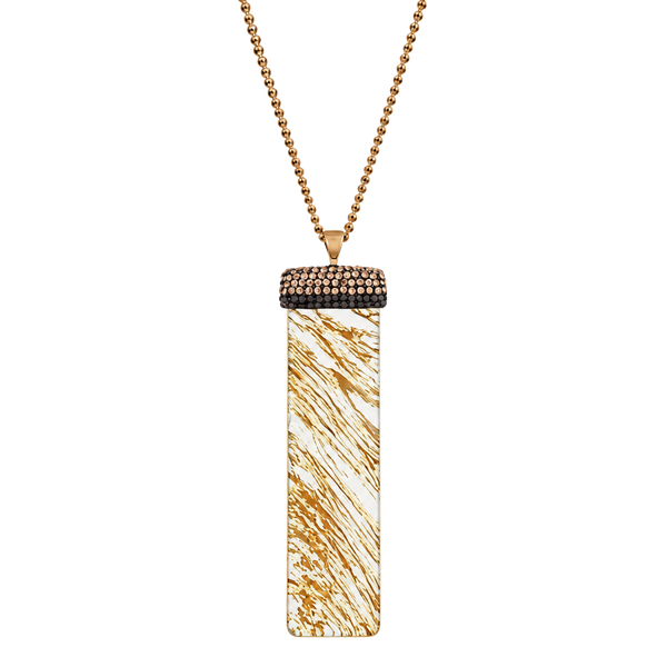 Natural Stone Beaded Pendant Necklace- Beige Marble