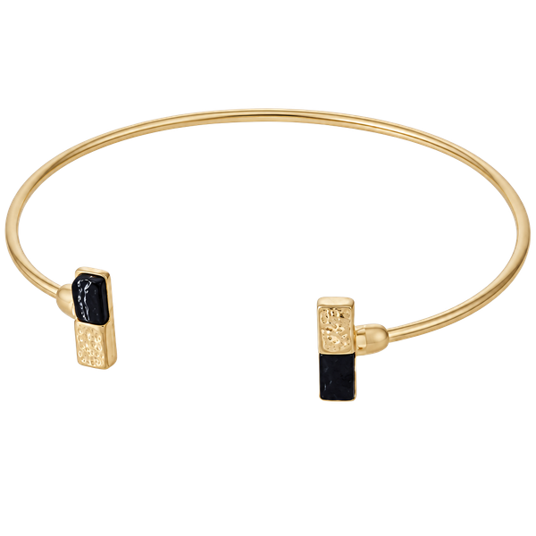 Gold Tone Dainty Rectangle Cuff- Black