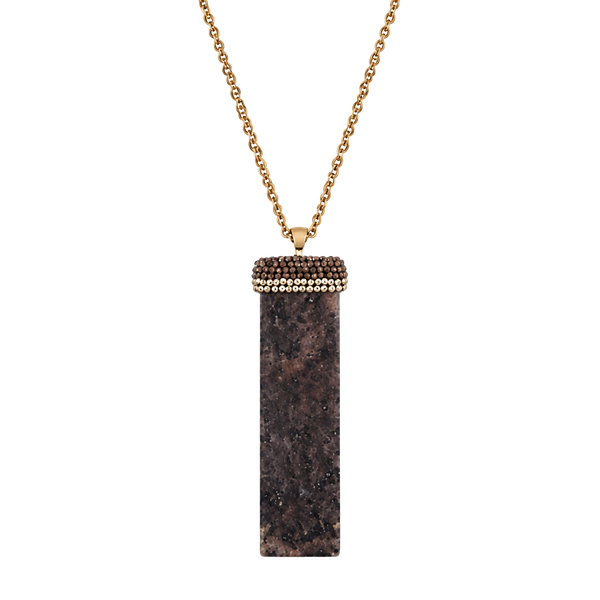 Natural Stone Beaded Pendant Necklace- Black