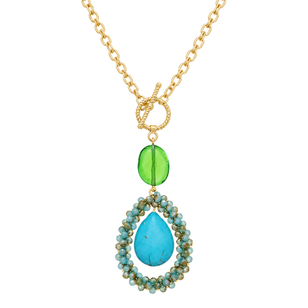 Turquoise & Green Beads/Stones Necklace