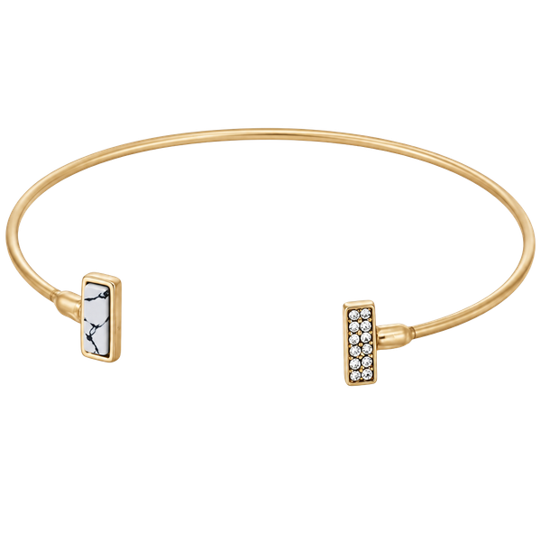 Gold Tone Dainty Rectangle Cuff- White & Bling