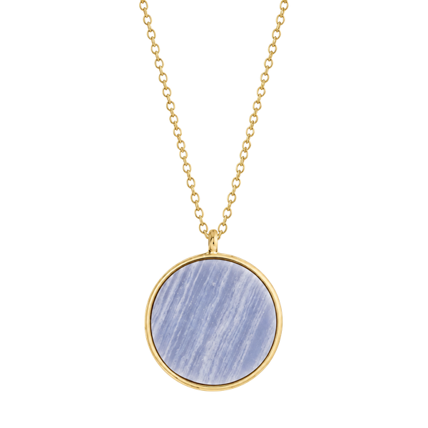 Good Tone Double Sided Disk Pendant Necklace- Serenity Blue & White