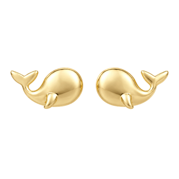 Whale Post Earrings- Gold