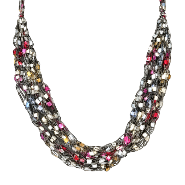 Layered Thread Necklace- Black & Multicolored