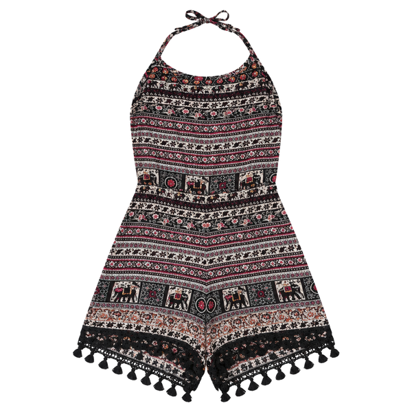 L Elephant Tapestry Print Romper-Junior