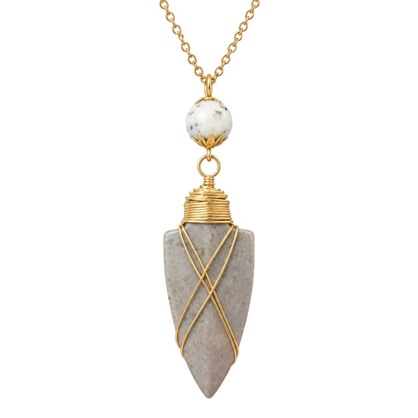 Slate Gray & Amazonite Arrowhead Pendant Necklace