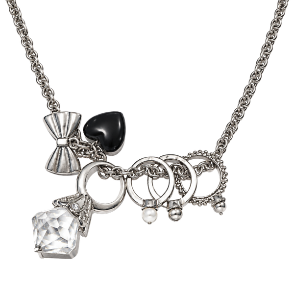 Silver Tone Bling & Ring Charm Necklace