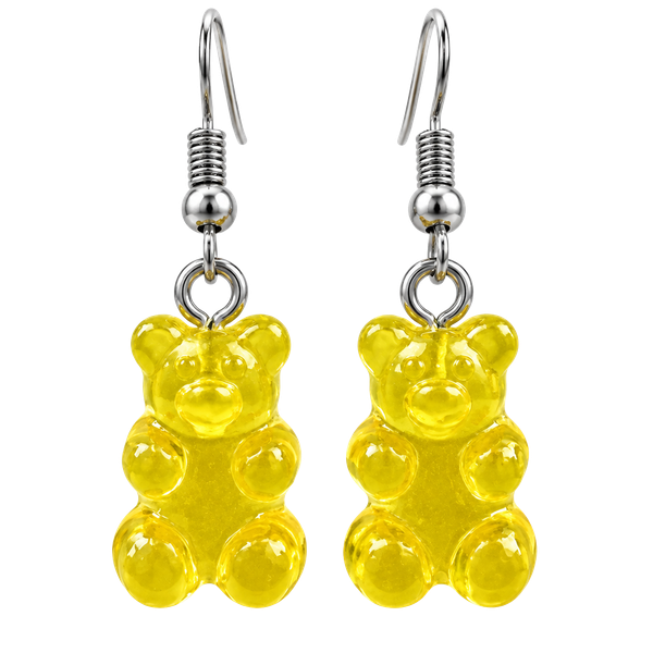 🧸 Yellow-Green Gummy Bear Dangle Earrings