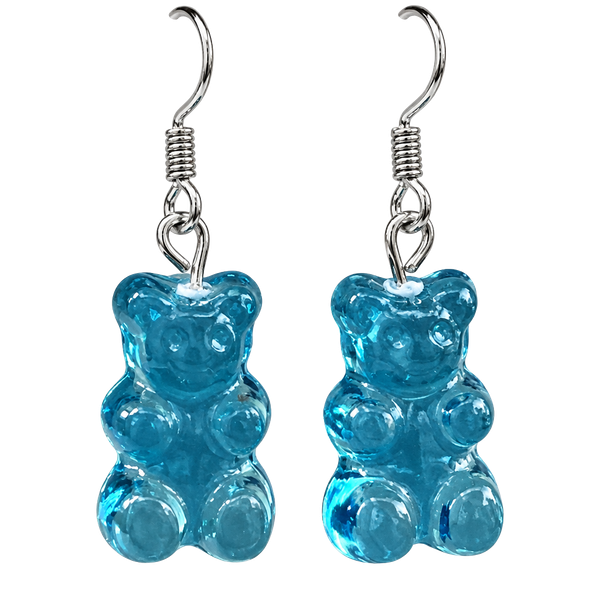 🧸 Turquoise Gummy Bear Dangle Earrings