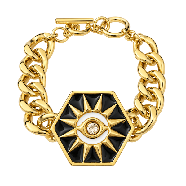Black & Gold Sun Eye Chain Bracelet