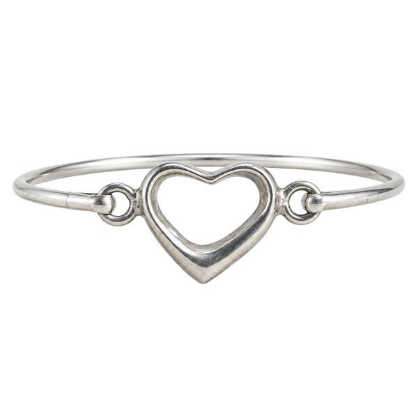 Native Southwestern Sterling Open Heart Bangle Cuff Bracelet Sterling Silver 925