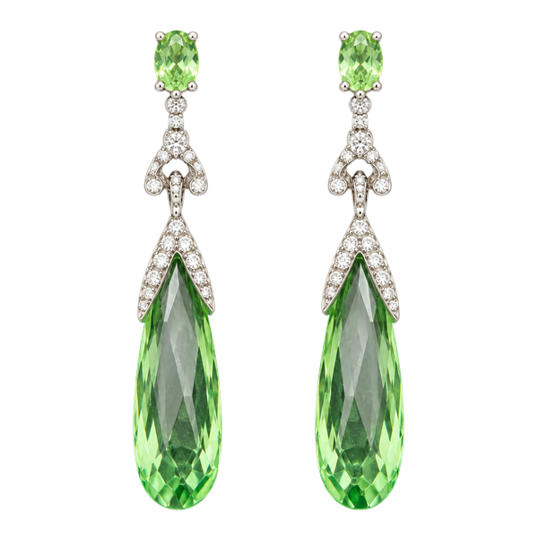 Green Crystal Drop Earrings