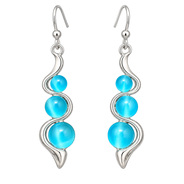 Blue Cat Eye Drop Earrings