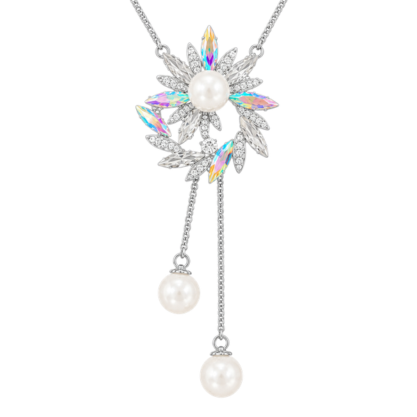 Crystal Flower Lariat Necklace