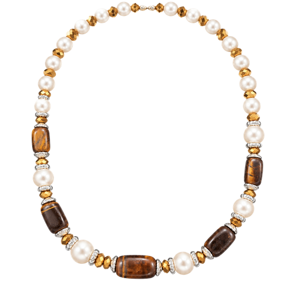 Tiger Eye & Pearl Bead Necklace