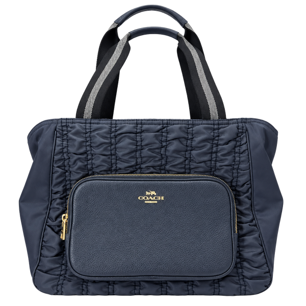 Coach Court Tote With Ruching Midnight Blue Nylon Bag
