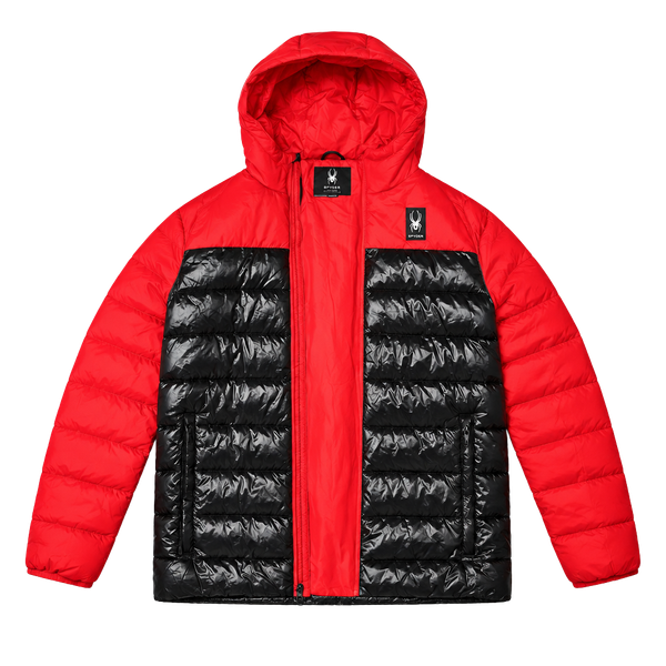 Spyder Circuit Puffer Jacket Size XL Red Black Color Block Insulated Coat