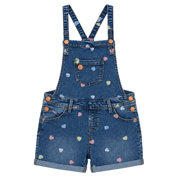 Cat & Jack Denim Overall Shorts Heart Print