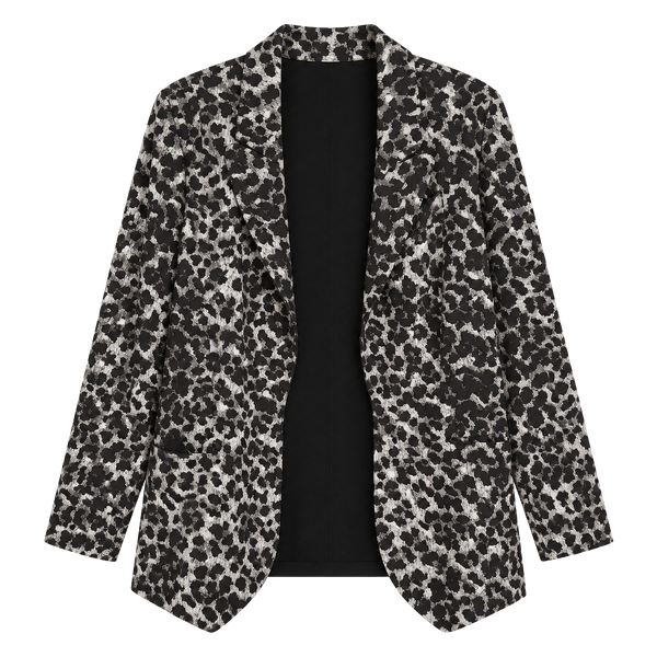 Norma Kamali Leopard Print Open Front Blazer Jacket
