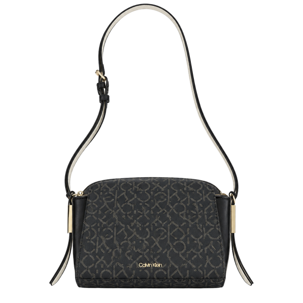 Calvin Klein Monogram Logo Crossbody Bag Brown Black