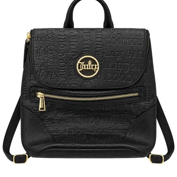 Juicy Couture If The Crown Fits Debossed Black Backpack