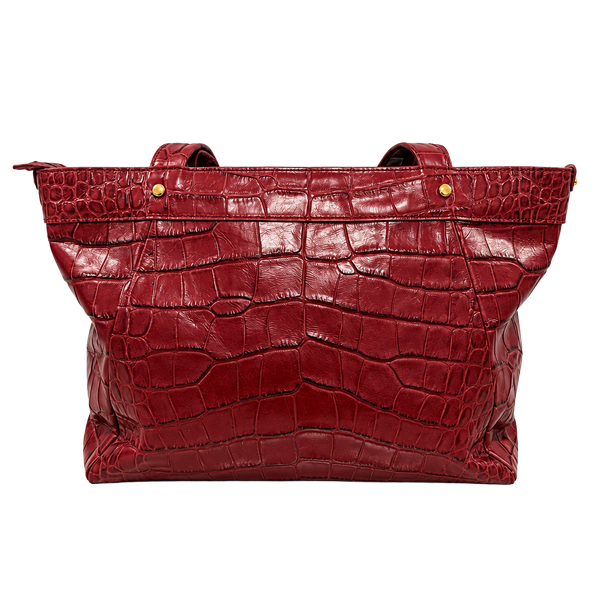 Lauren Ralph Lauren Burgundy Crocodile Embossed Bag