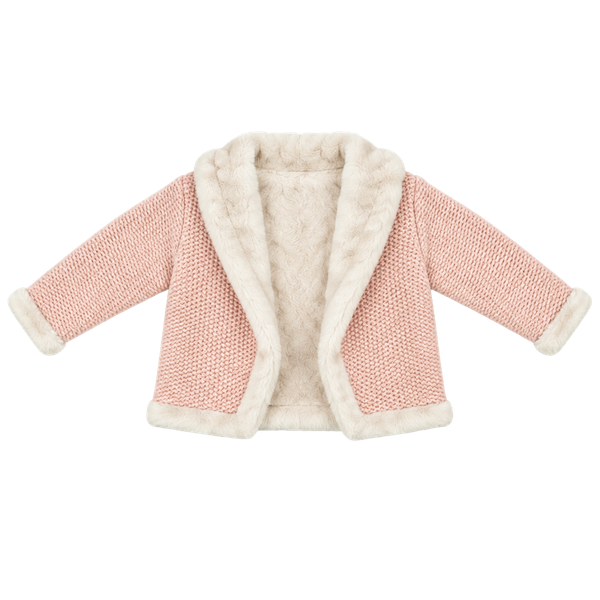 Tommy Bahama Hooded Cardigan Size 3-6M Pink Knit Sherpa Lined Pom Pom