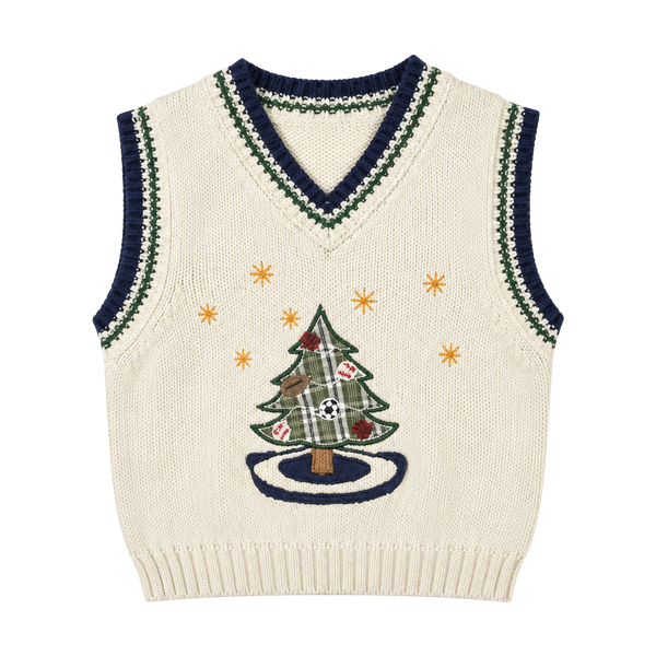 greendog Sweater Vest Size 4/4T Cream Christmas Tree