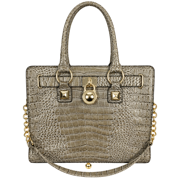 Stylish Handbag Purse with Gold-Tone Strap – No Brand