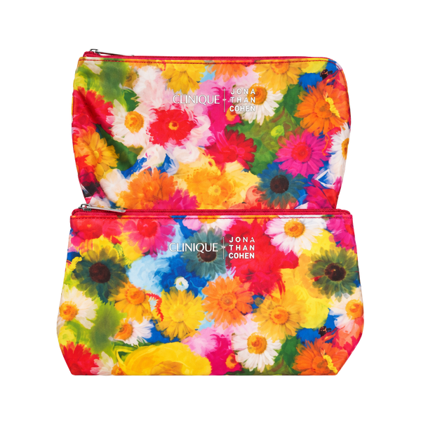 Clinique x Jonathan Cohen Floral Cosmetic Bag Makeup Pouch NWT