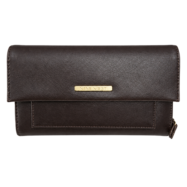 Villager Brown Leather Wallet Clutch Organizer Vintage Look