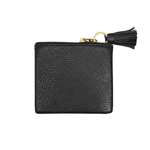 Jen & Co. Black Vegan Leather Coin Pouch Wallet with Tassel Keychain