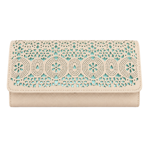 Safe Keeper Pink Laser Cut Organizer Wallet Clutch
