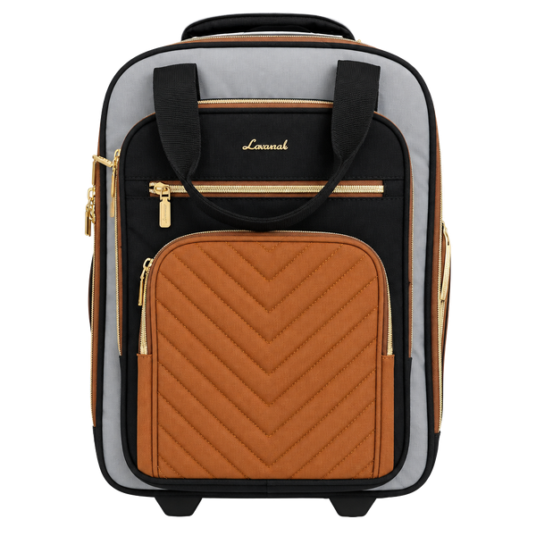 LOVEVOOK Rolling Laptop Bag 17.3 Inch Carry On Suitcase Black Brown