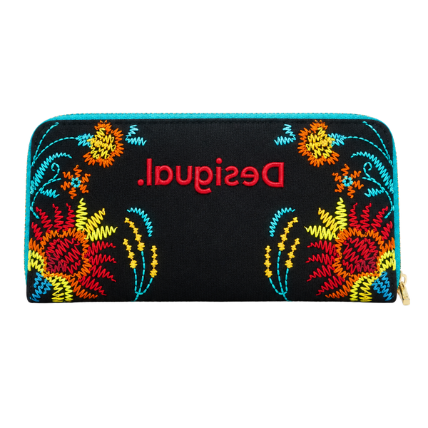 Desigual Onedero Adaggio Z Wallet Black Floral Embroidered