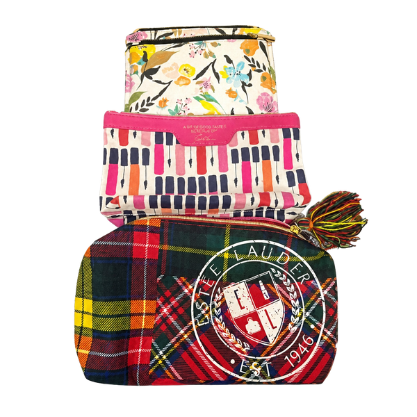 Estee Lauder Tartan Plaid Cosmetic Bag