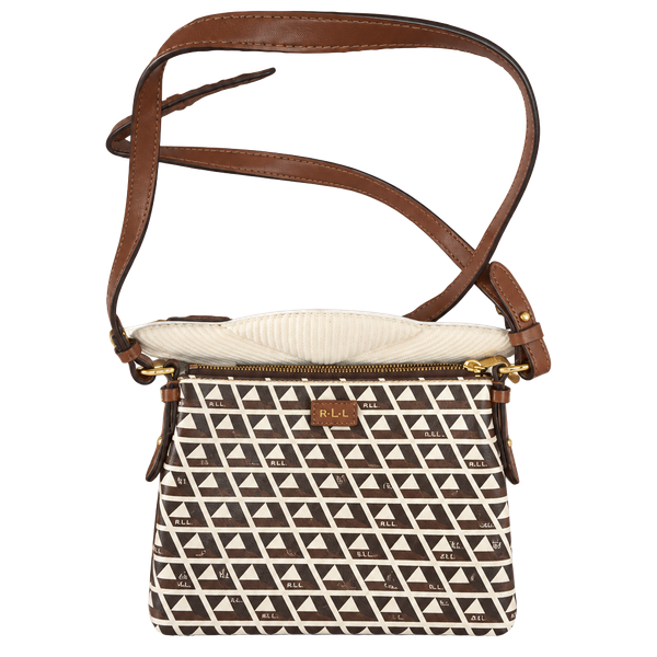Lauren Ralph Lauren Geometric Coated Canvas Crossbody Shoulder Bag Brown