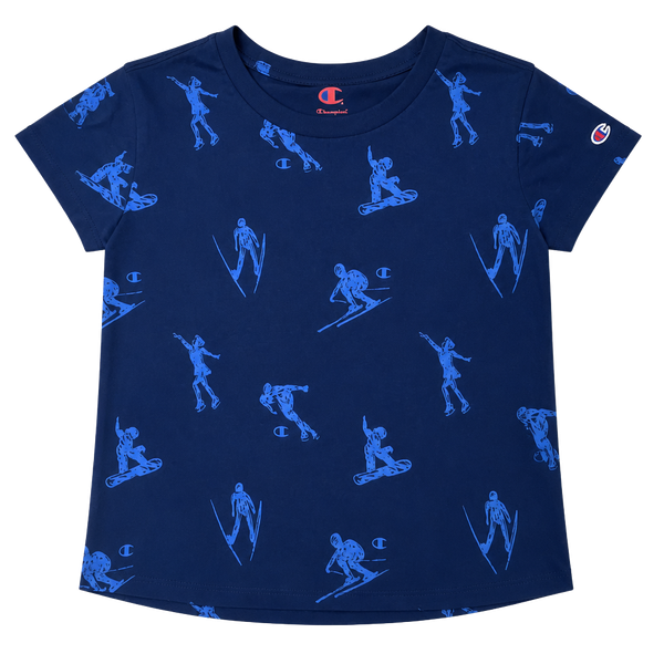 Champion Olympics Graphic Baby Tee Size L(14) Dark Navy