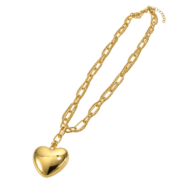 Uncommon James Intertwined Gold Necklace Heart Pendant Paperclip Chain
