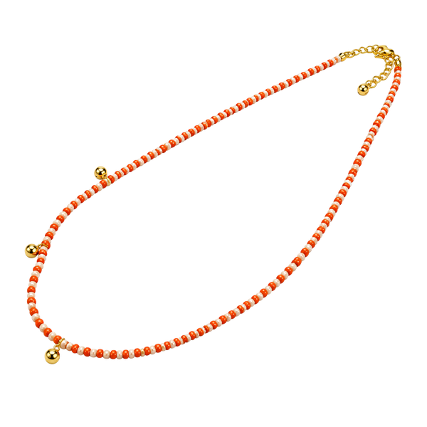 Uncommon James Orange Beaded Necklace With Gold Accents