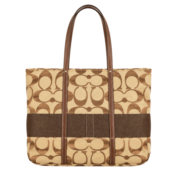 Coach Signature Stripe Tote Bag No D0767-11099 Brown Tan