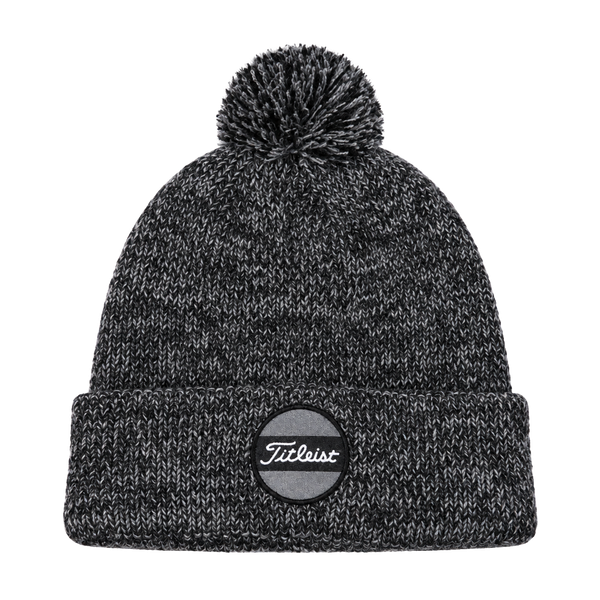 Titleist Boardwalk Pom Pom Beanie Hat Gray Marled Knit Winter Cuff