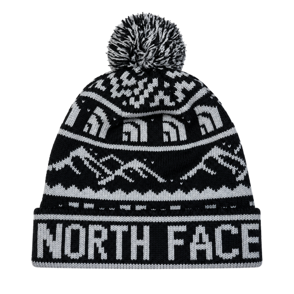 The North Face Ski Tuke Pom Pom Beanie Black Grey Winter Hat