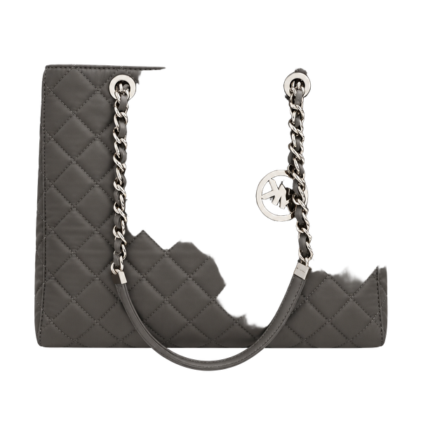 Michael Kors Susannah Large Quilted Tote Handbag Pearl Grey