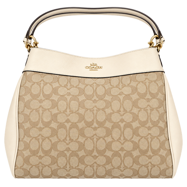 Coach Lexy Signature Jacquard And Leather Shoulder Bag Beige Ivory