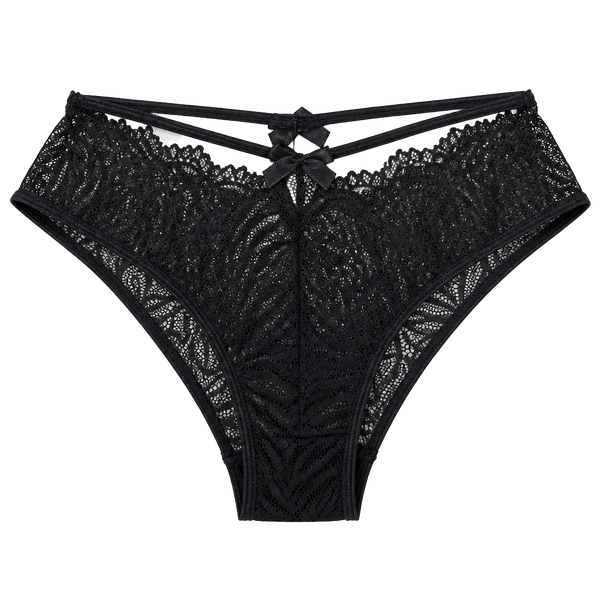 Women's Black Lace Cheeky Panties with Double Straps and Bow Accent Size L (new)