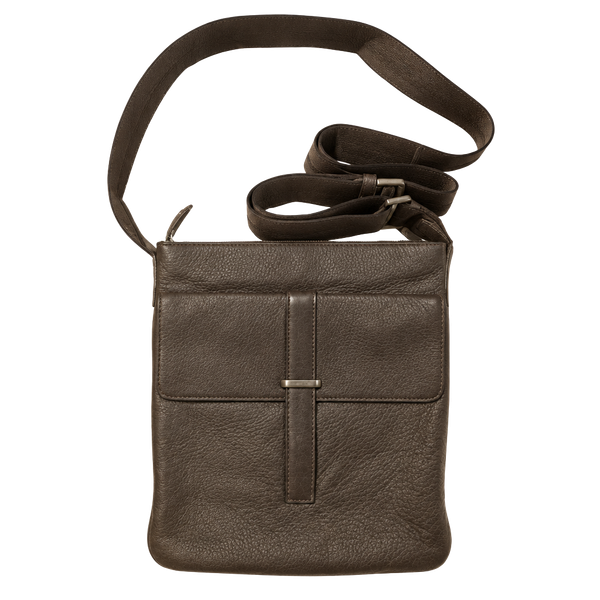 Ermenegildo Zegna Leather Crossbody Bag Dark Brown