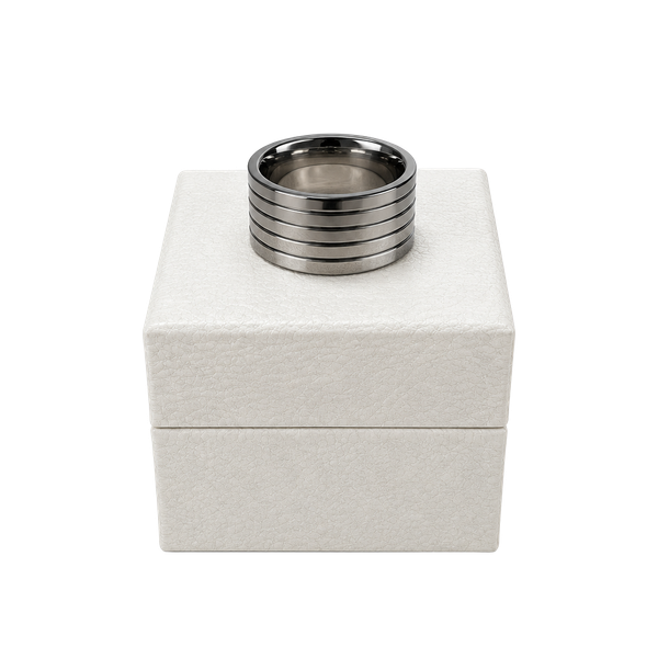 Pandora Stainless Steel Grooved Band Ring Silver
