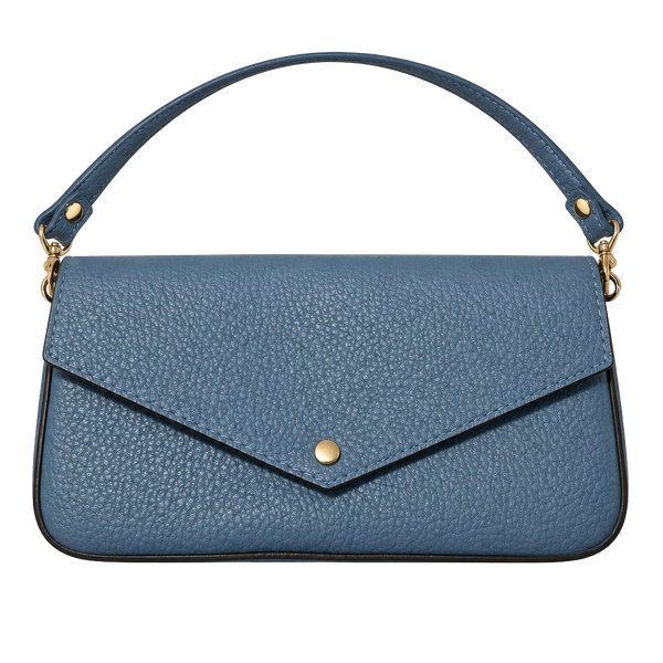 Borse In Pelle Genuine Leather Envelope Shoulder Bag Blue